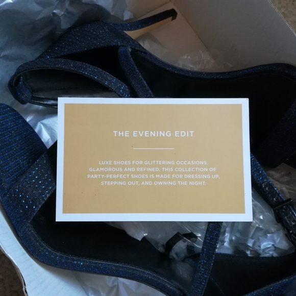 NEW Michael Kors Ava Mid Heel Sandals, Blue Glitter, 7.5 - Picture 9 of 12